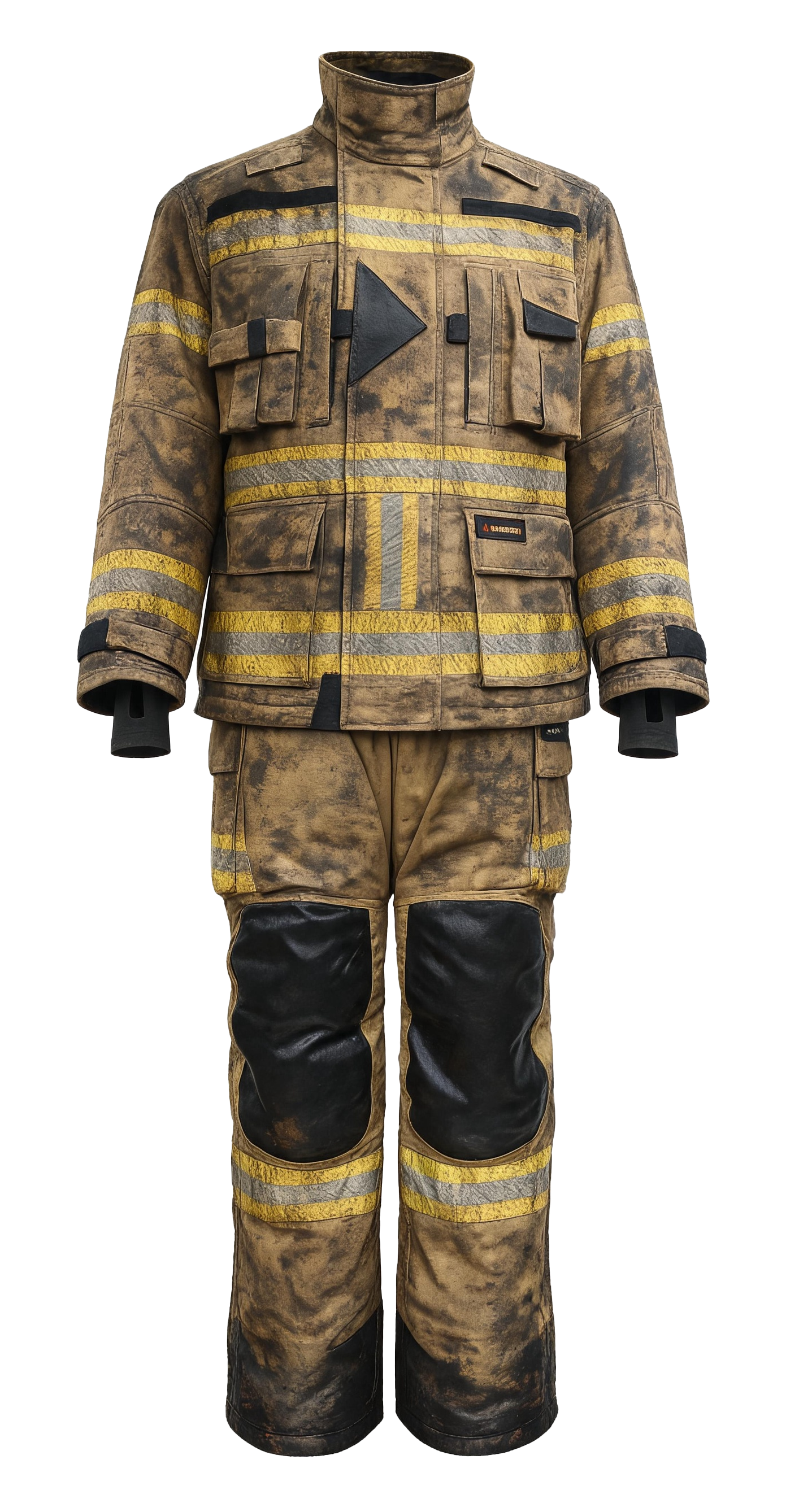 Firefighting suit after burn test